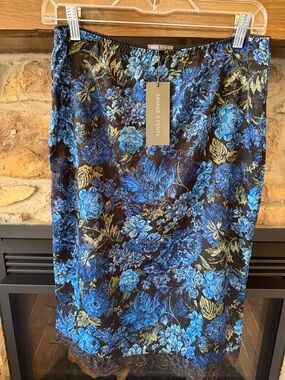 Savage X Fenty Black and Blue Floral Slip Skirt